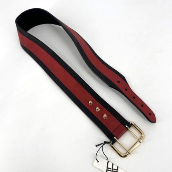 NWT B-Low The Belt Women\'s Genuine Leather Waist Belt Red Black Size‎ Medium main image 5